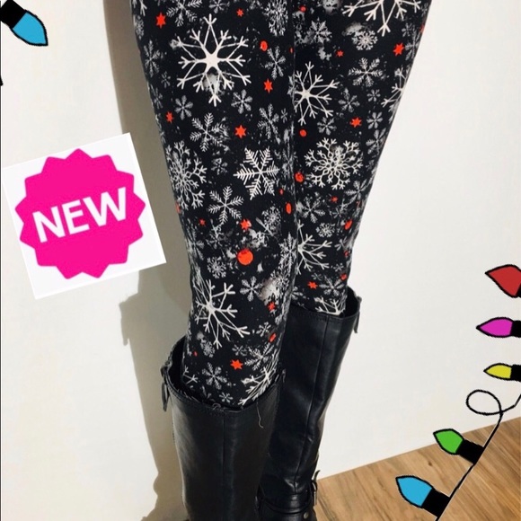 Plus NEW Womens Christmas Snowflake Leggings Buttery Soft Yoga Pant - Picture 4 of 8